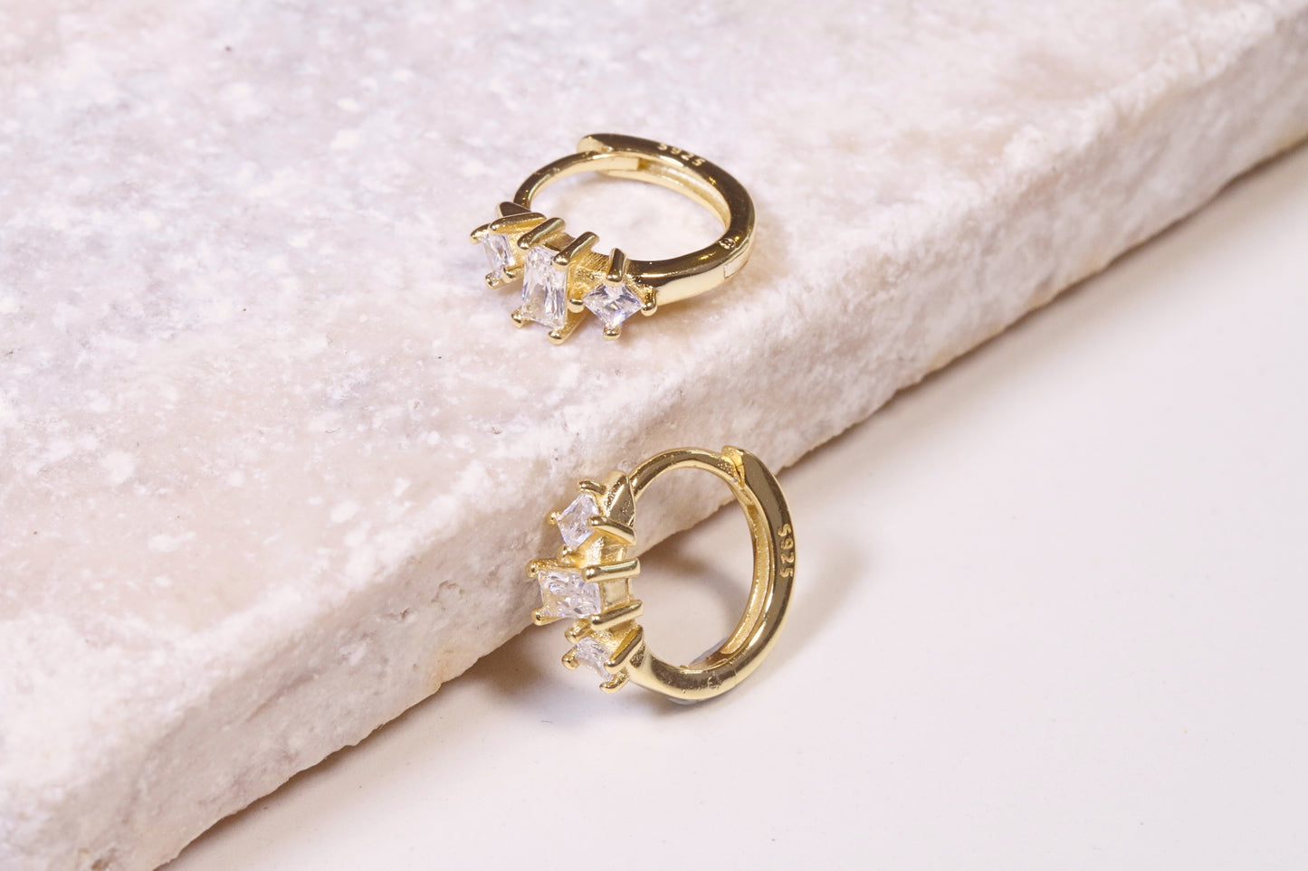 Chunky 3 Stone CZ Huggies