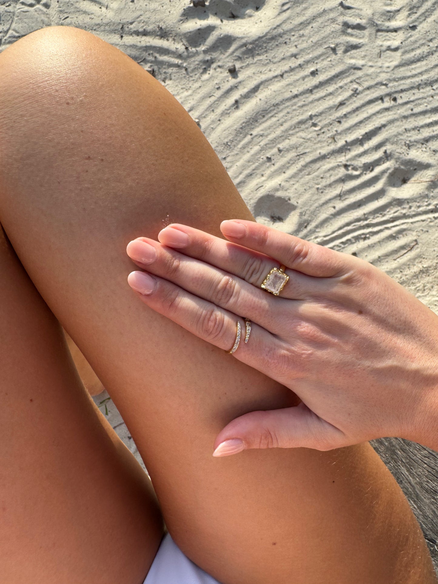 Chunky Rectangle Moonstone Ring