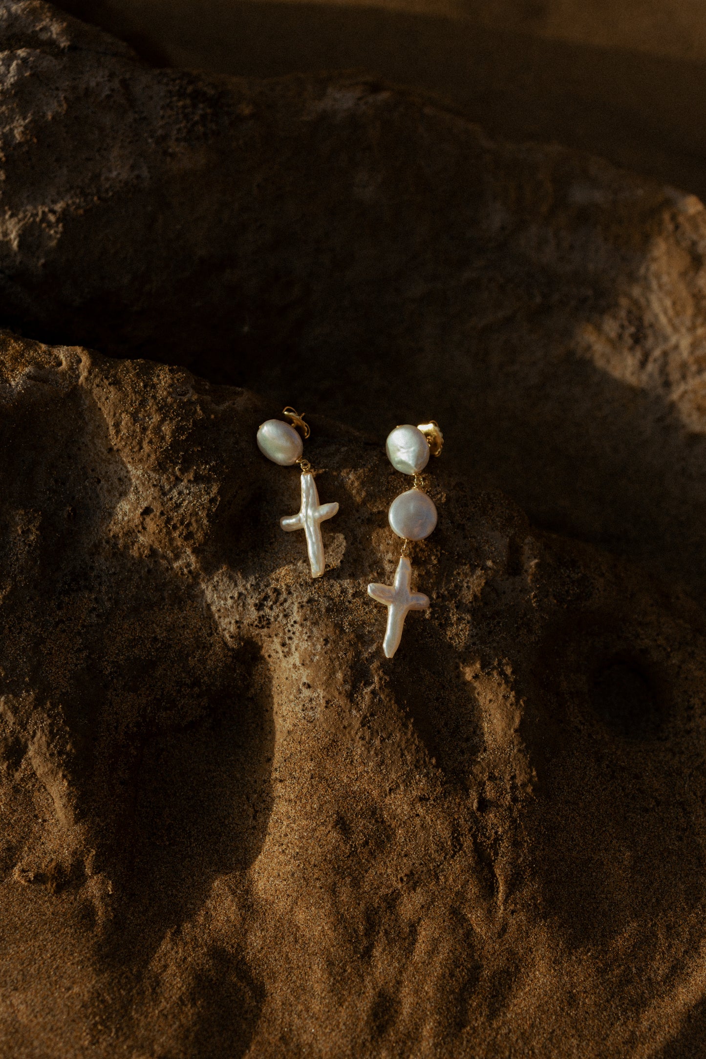 Mismatched Baroque 'Cross' Earrings