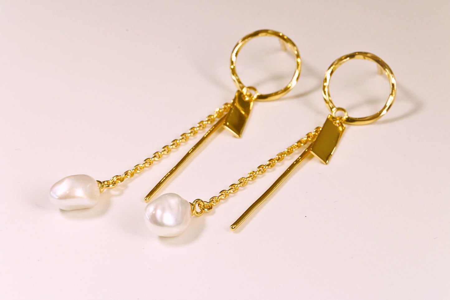 Gold Hoop, Chain & Tag Earrings