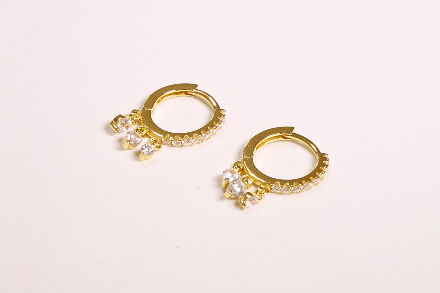 CZ Dangle Huggie Hoops