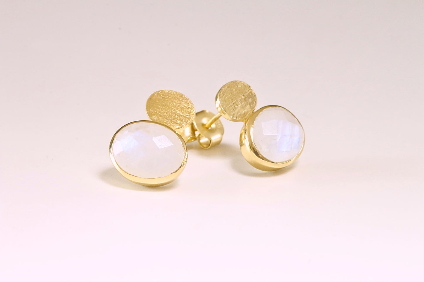 Half & Half Moonstone Earrings