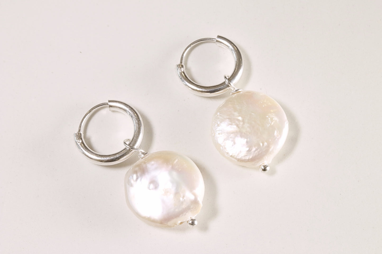 SIlver Hoop & Pearl Earrings