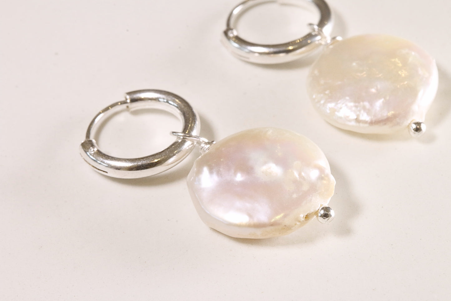 SIlver Hoop & Pearl Earrings