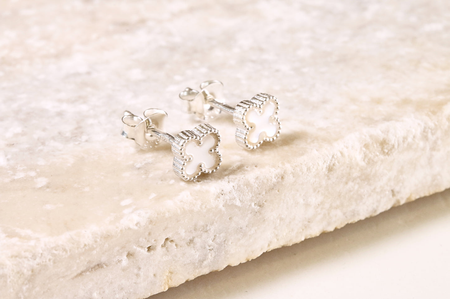Silver Clover Studs