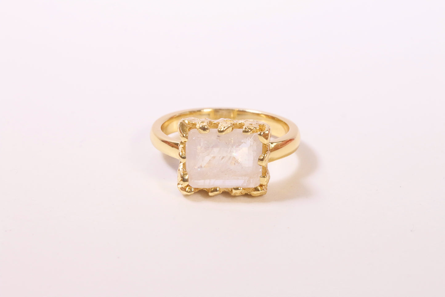 Chunky Rectangle Moonstone Ring
