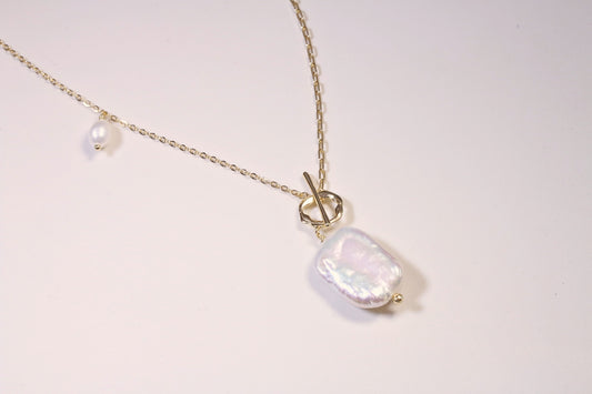 Freshwater Pearl Gold Link Necklace