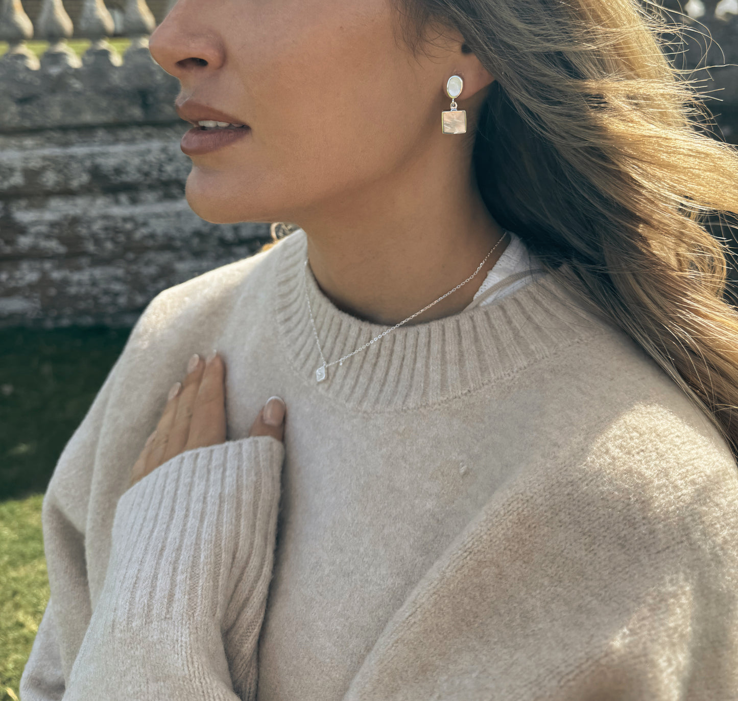 Silver Shell Clover Necklace