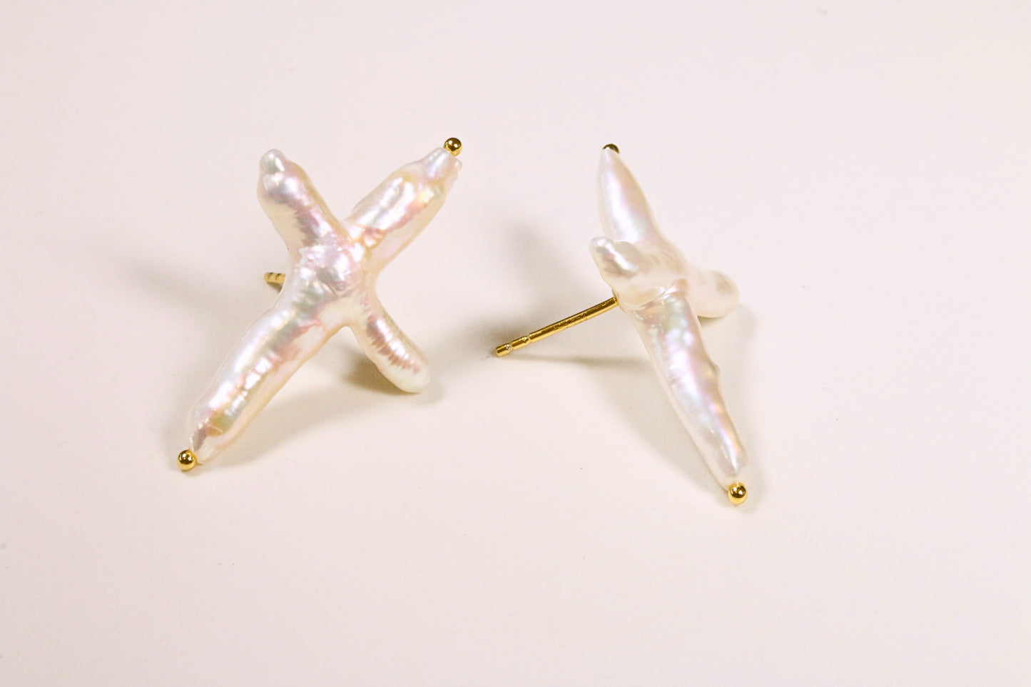 Baroque Pearl 'Cross' Stud Earrings