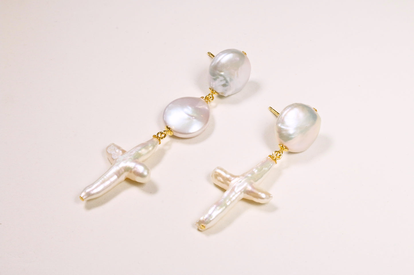 Mismatched Baroque 'Cross' Earrings