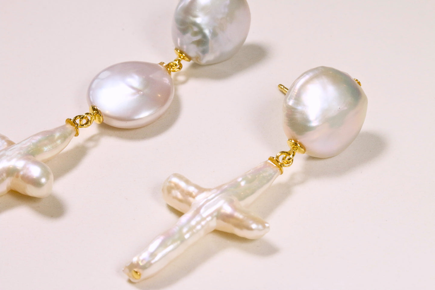 Mismatched Baroque 'Cross' Earrings