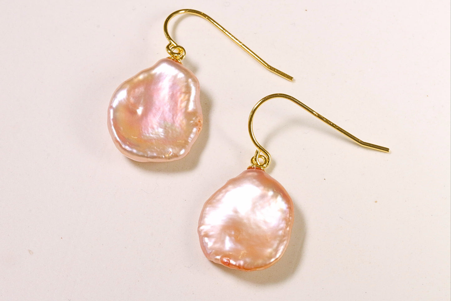 Peach Keshi Pearl Stem Earrings
