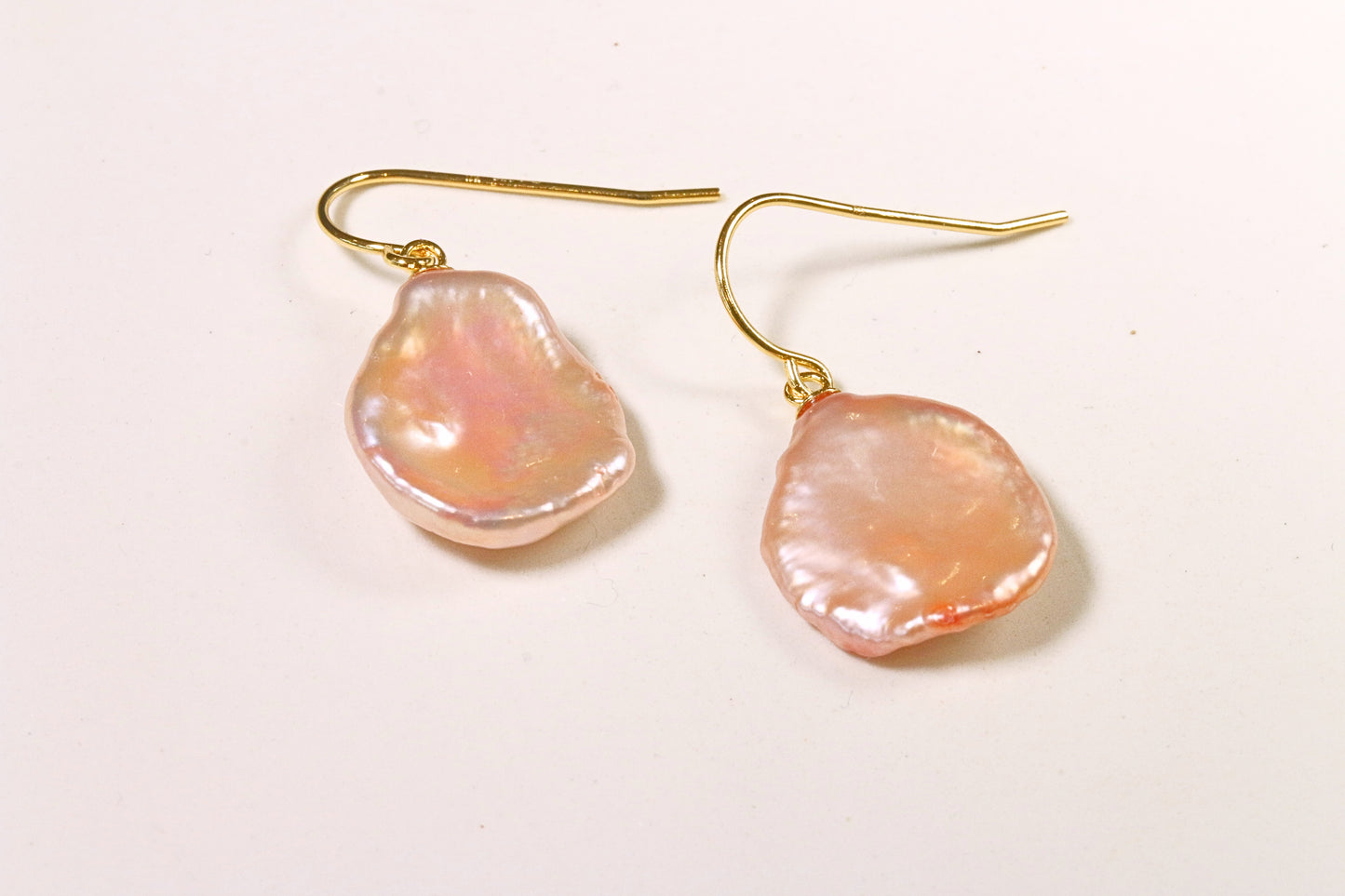 Peach Keshi Pearl Stem Earrings