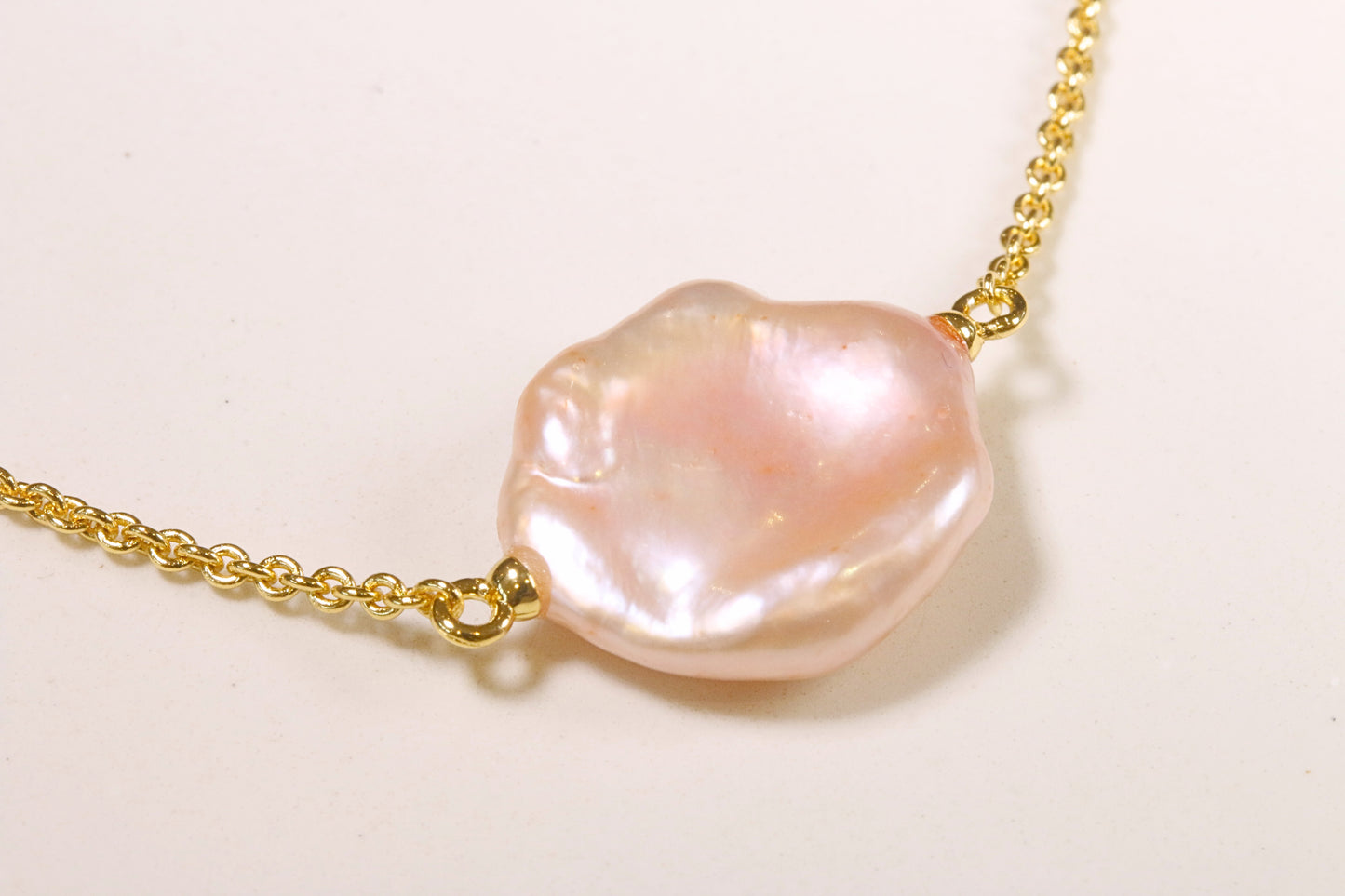 Peach Keshi Pearl Necklace