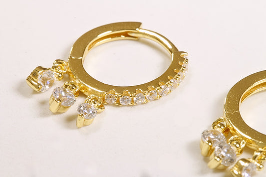 CZ Dangle Huggie Hoops
