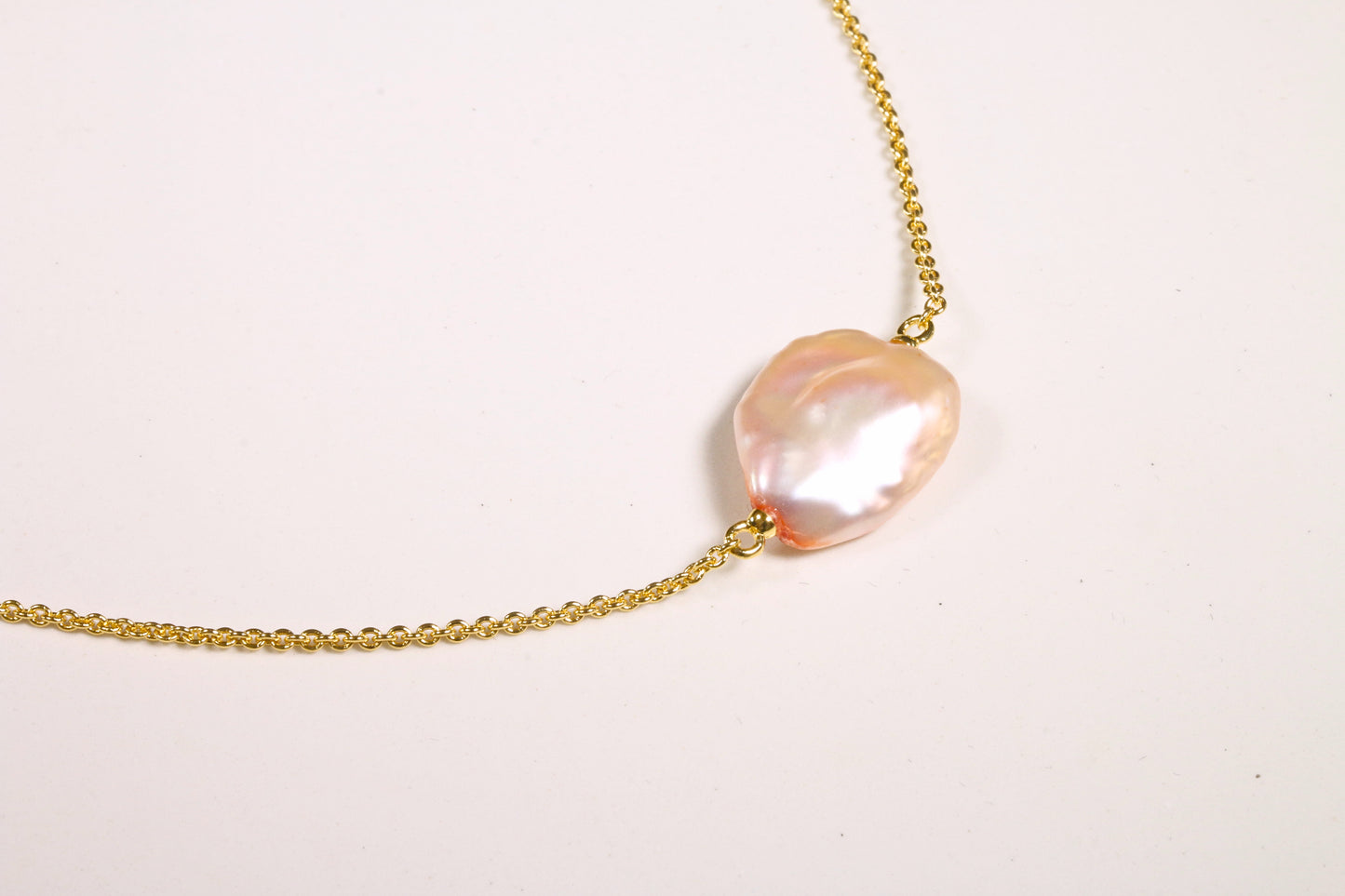 Peach Keshi Pearl Necklace