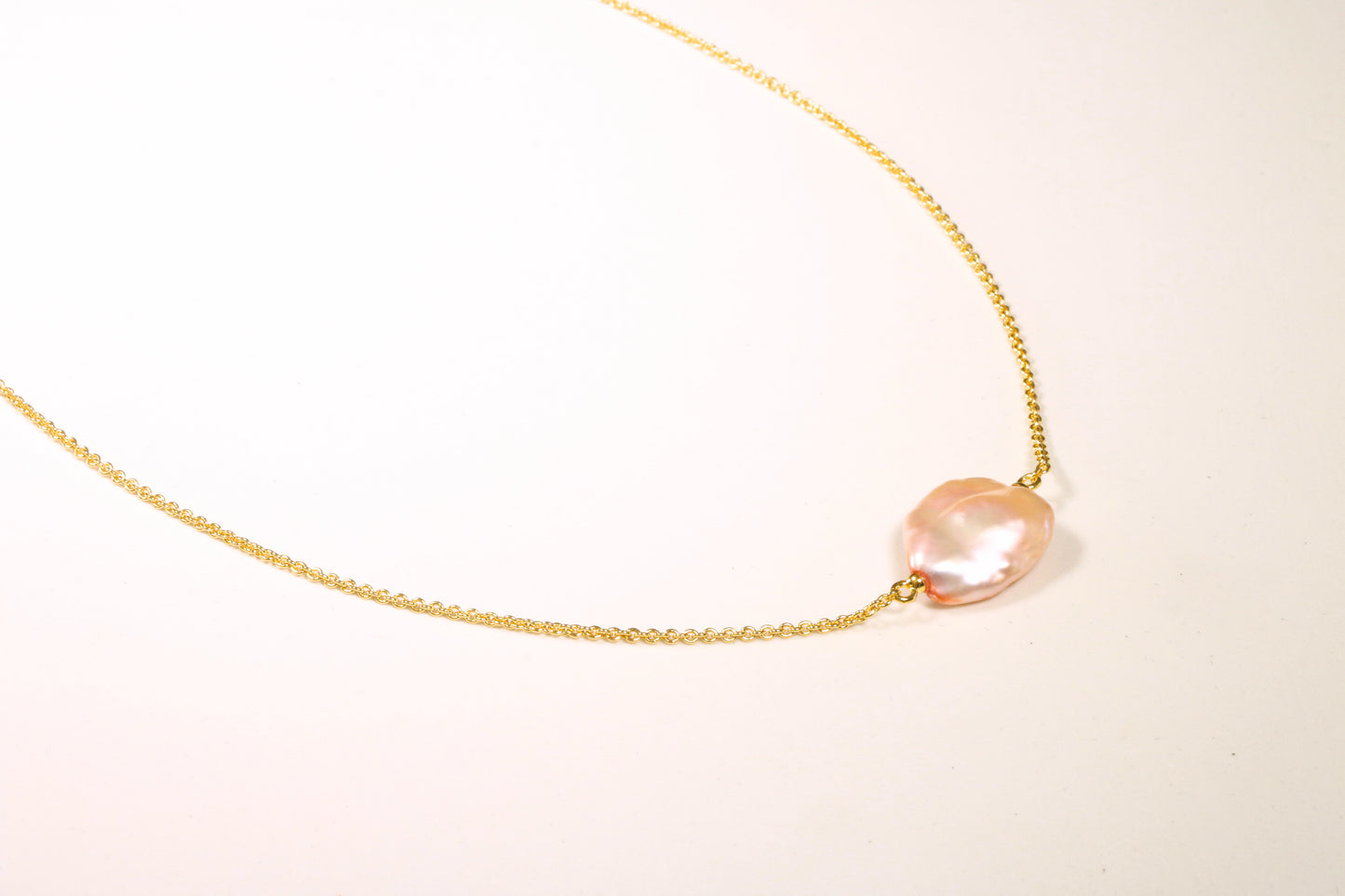 Peach Keshi Pearl Necklace
