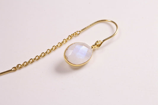 Oval Moonstone Drop Earrings