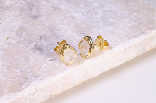 Pear Shape Moonstone Studs