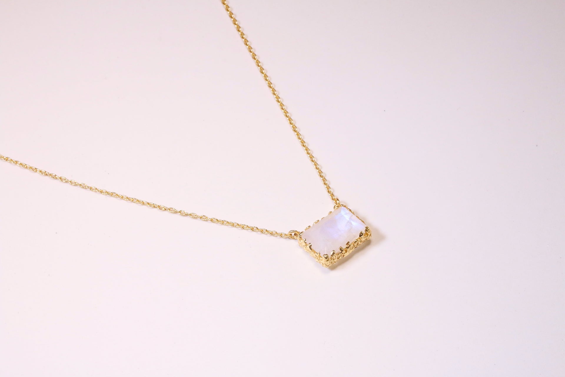 Rectangle Pendant Moonstone Necklace
