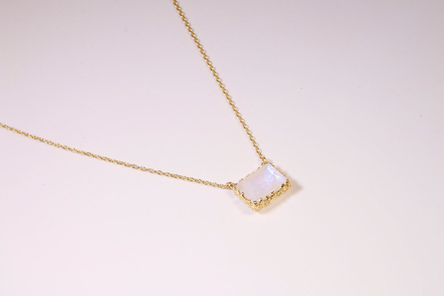 Rectangle Pendant Moonstone Necklace