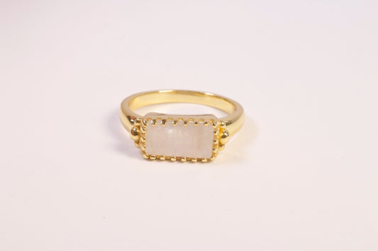 Thin Rectangle Moonstone Ring