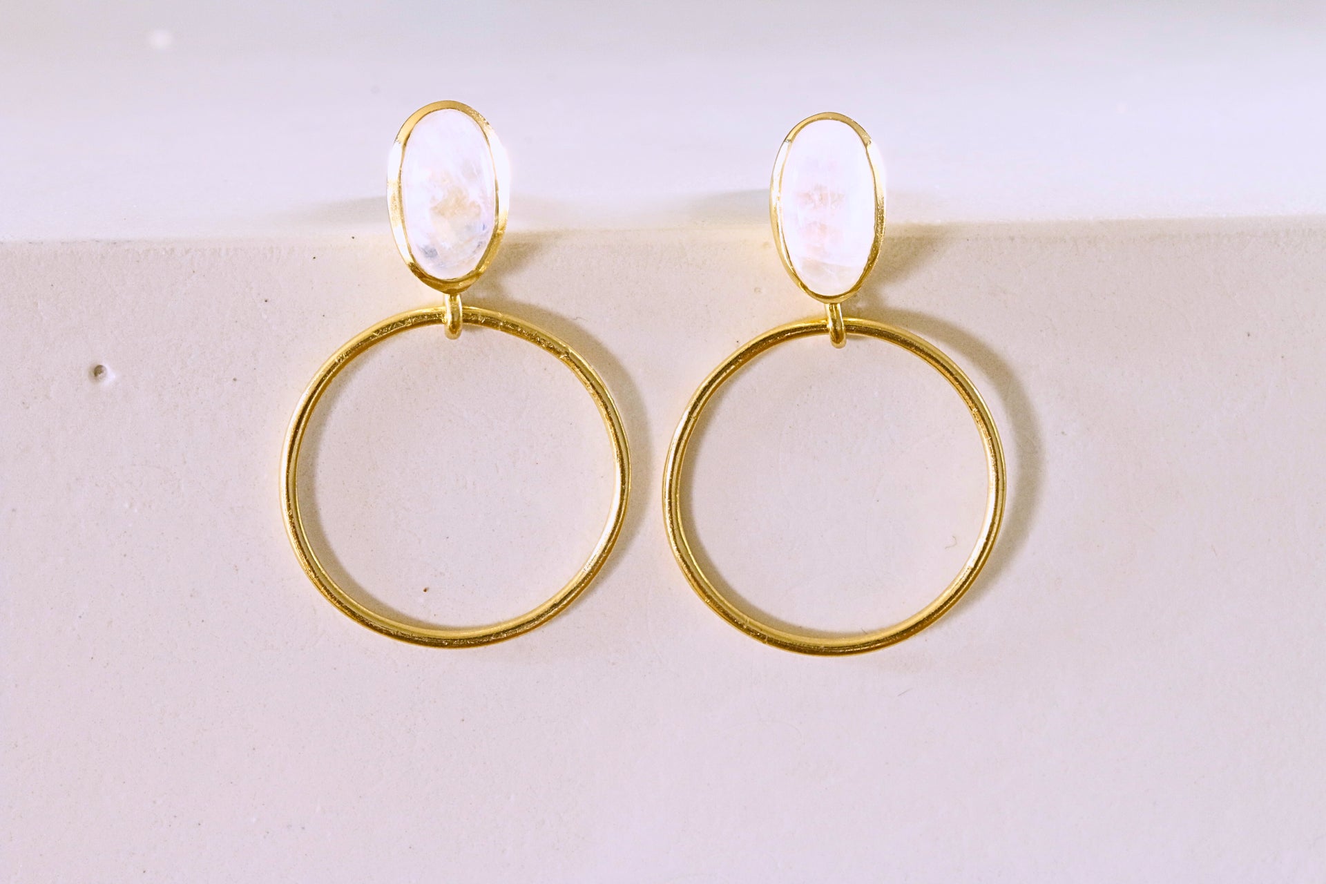 Moonstone stud hoop Earring