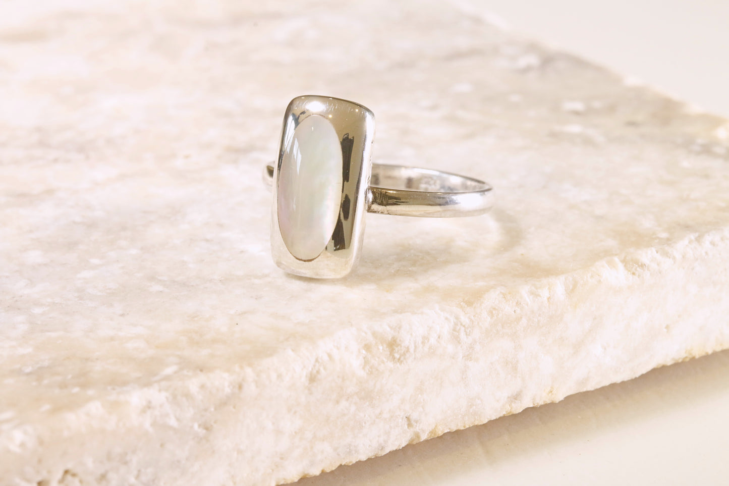 Silver Shell Rectangle Ring