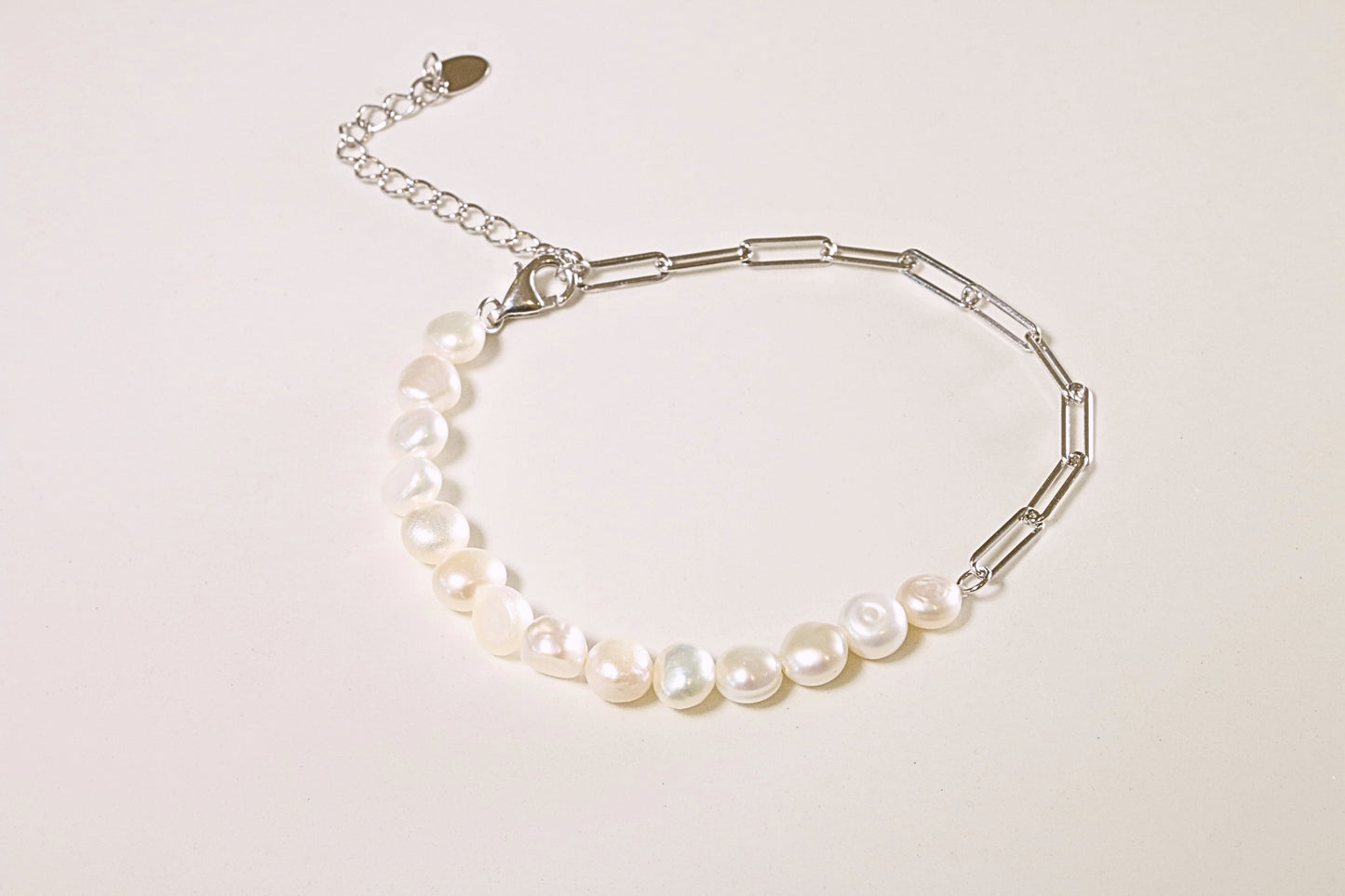 SIlver Fresh water Pearl Link Bracelet
