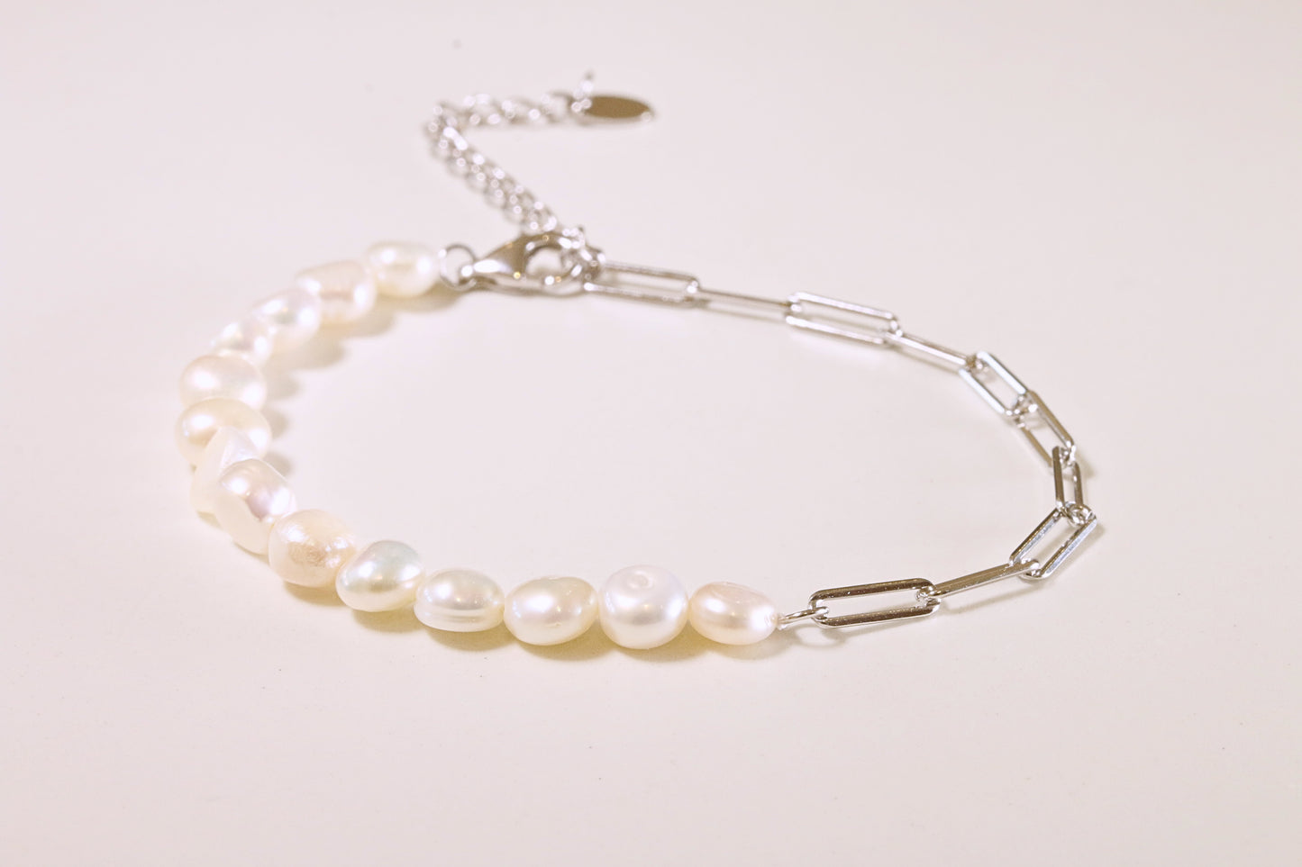 SIlver Fresh water Pearl Link Bracelet