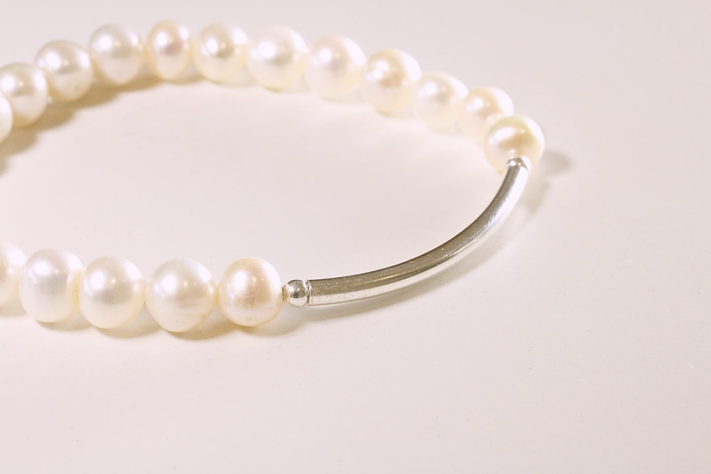 Silver Bar & Pearl Bracelet