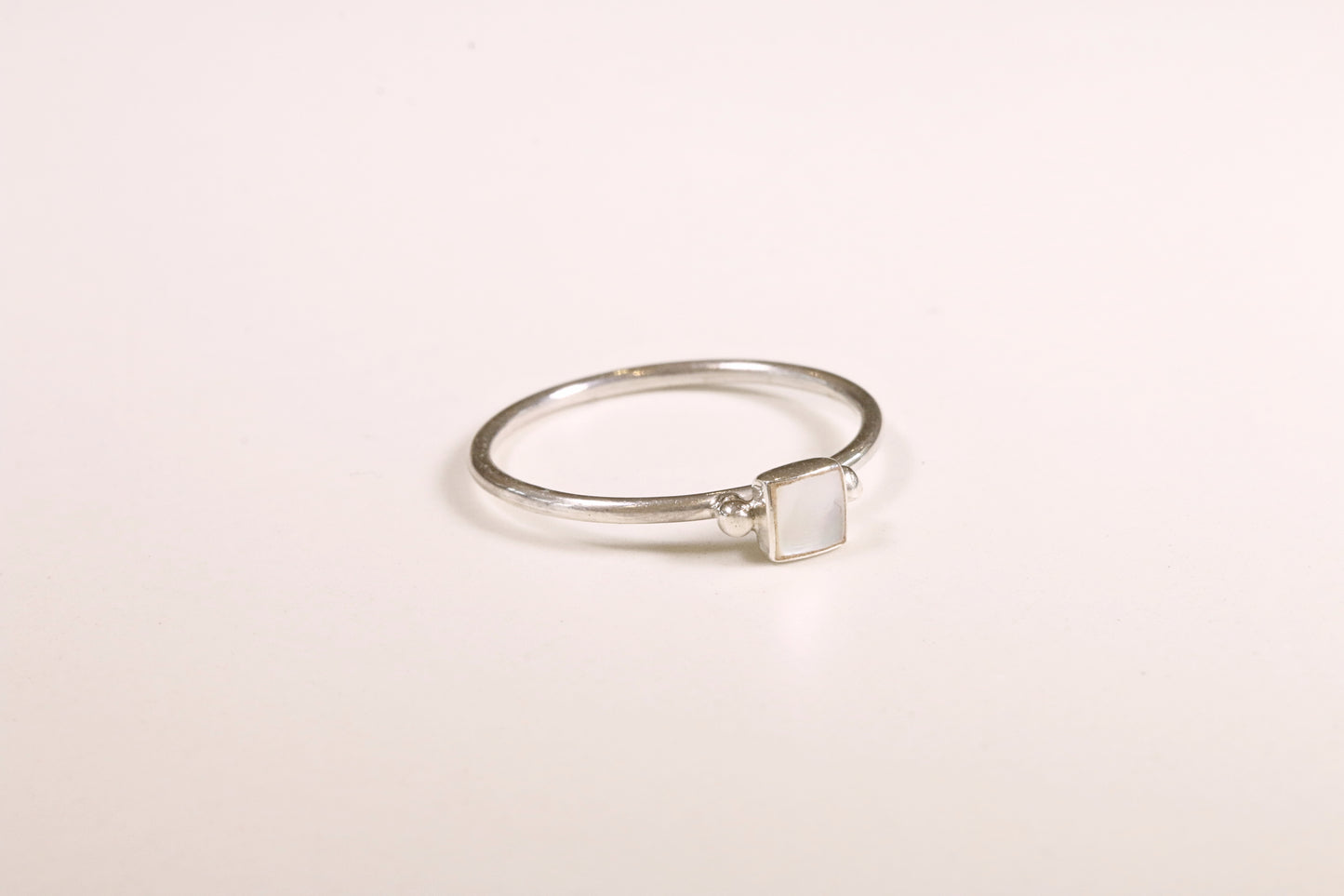 Silver Square Shell Ring