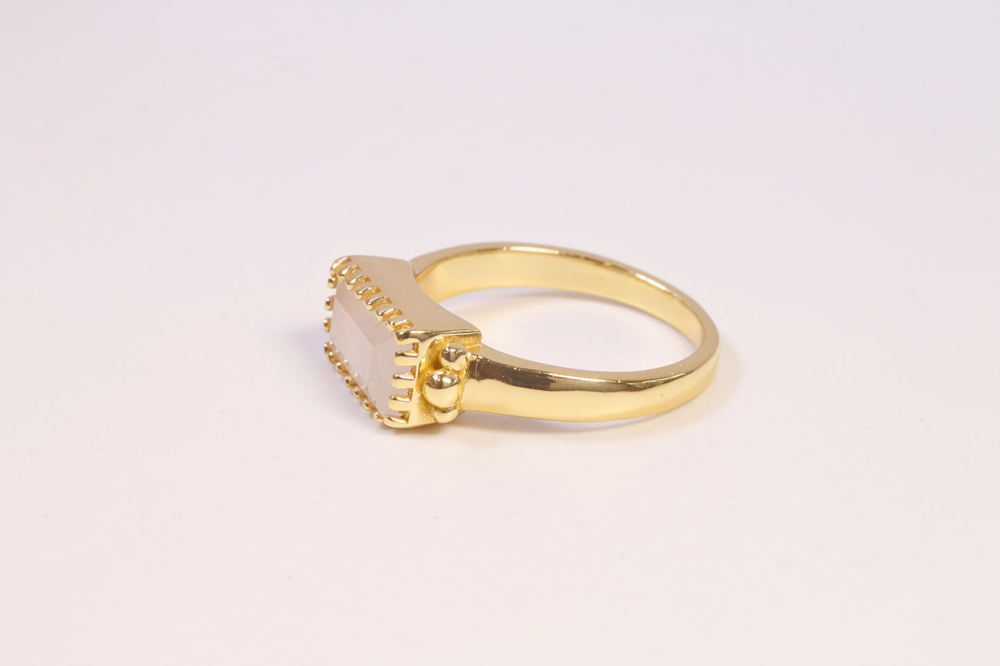 Thin Rectangle Moonstone Ring